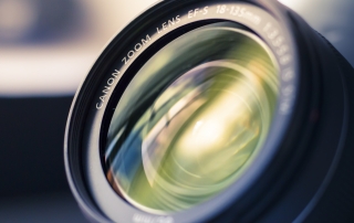 close-up of an upward-angled camera lens