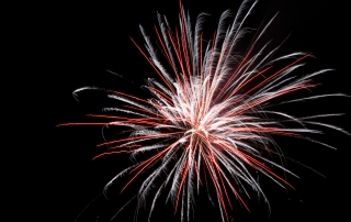 red and white fireworks against a black night sky